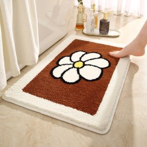 tapis de bain crème pour salle de bain élégante