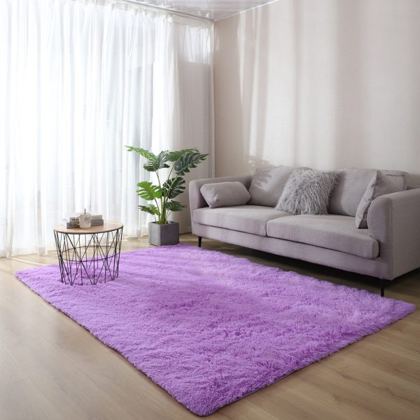 tapis shaggy violet élégant