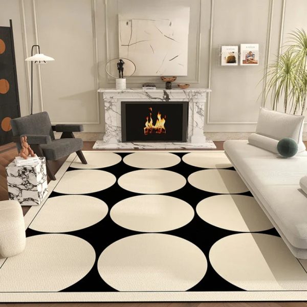 tapis damier rond élégant