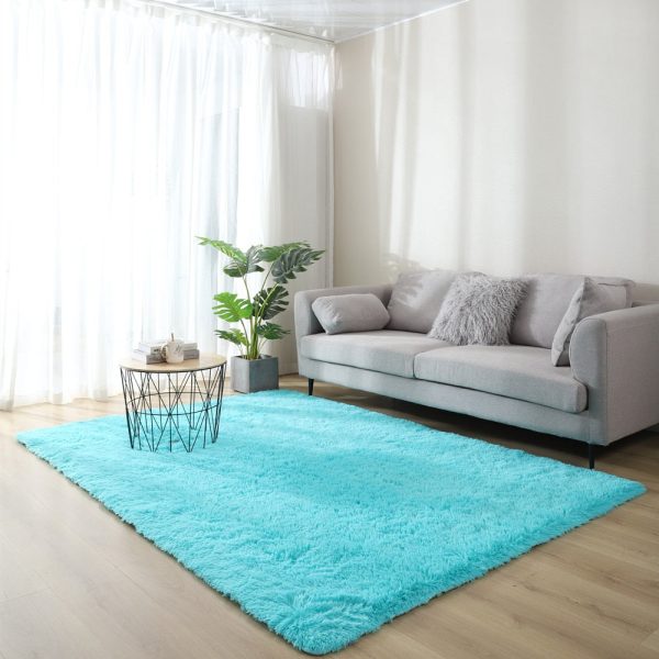tapis shaggy bleu