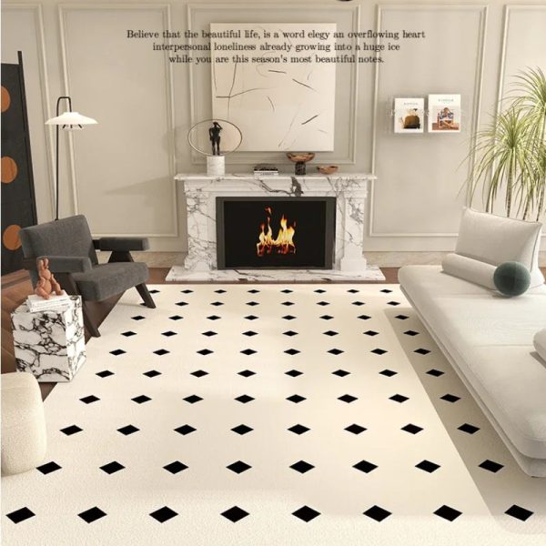 Tapis damier noir losange