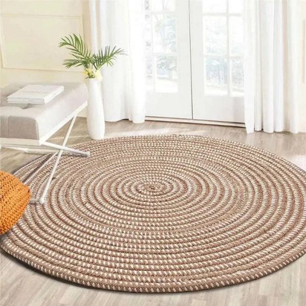 tapis rond toile de jute beige