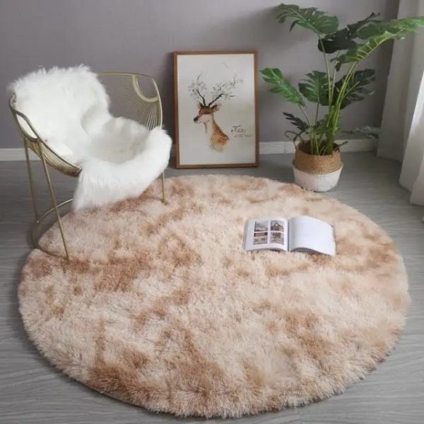 tapis rond shaggy beige