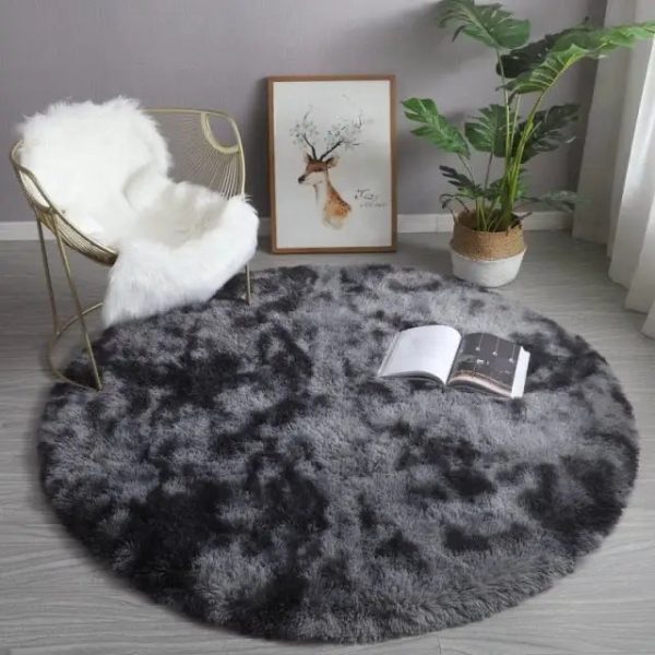 tapis rond shaggy gris moderne