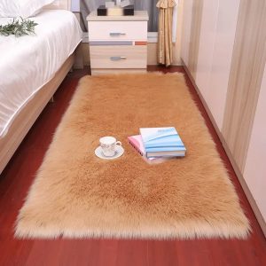 tapis doux rectangulaire beige