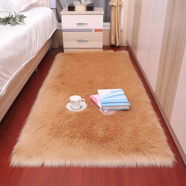 tapis doux rectangulaire beige