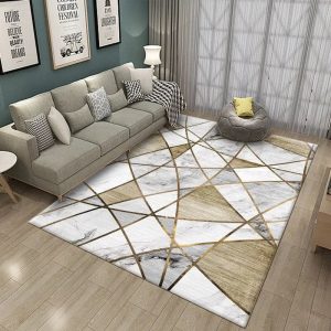 tapis moderne mosaïque blanc et beige