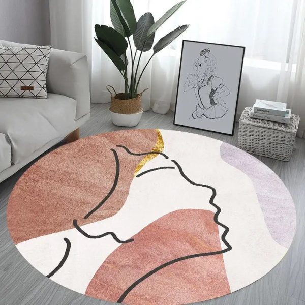 tapis rond salon motif rouge