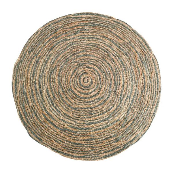 tapis rond jute vert foncé