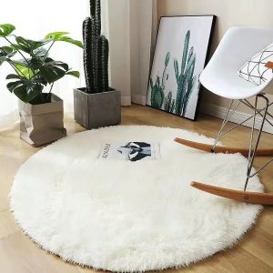 tapis rond shaggy blanc