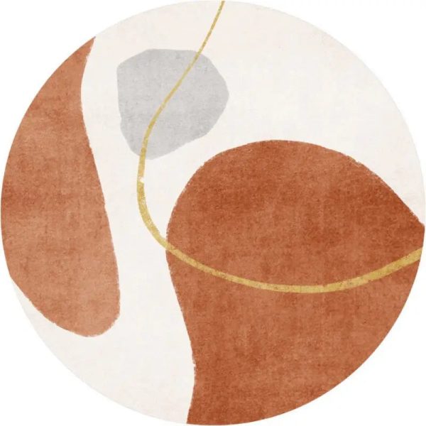 tapis rond luxueux blanc et brun