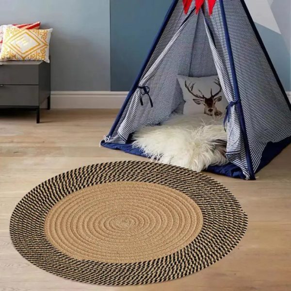 tapis rond jute vintage