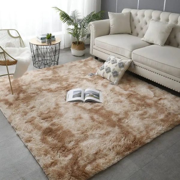 Tapis de salon moelleux blanc et marron