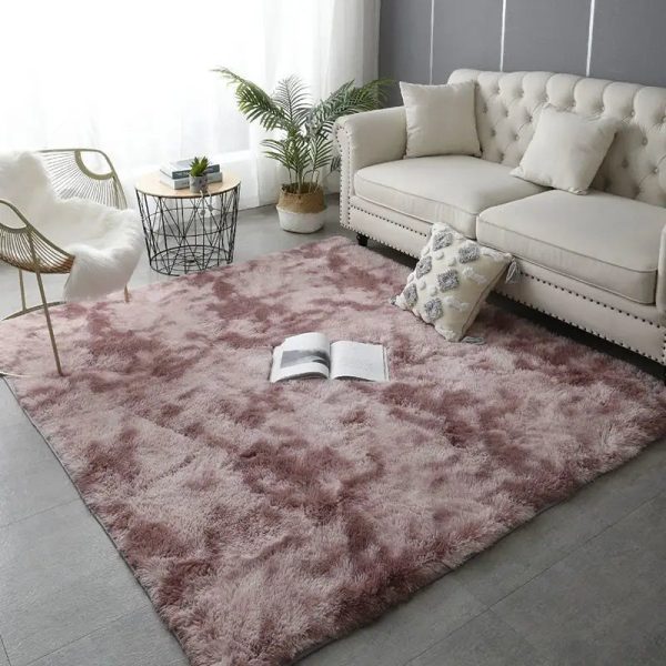 tapis moelleux rose et violet