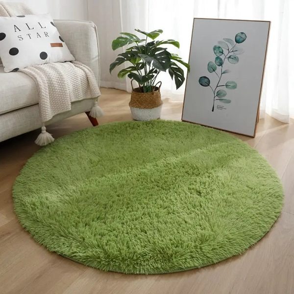tapis shaggy rond vert