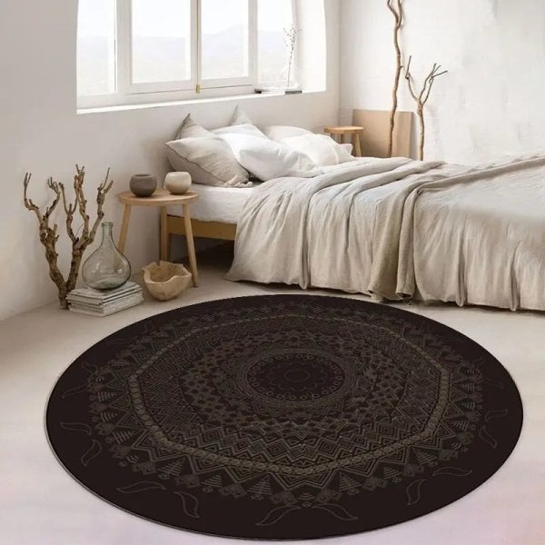 tapis rond exotique noir