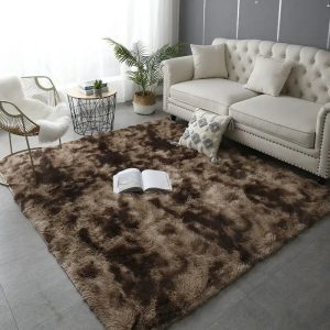 tapis de salon moelleux brun et beige
