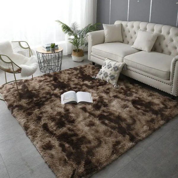 tapis de salon moelleux brun et beige