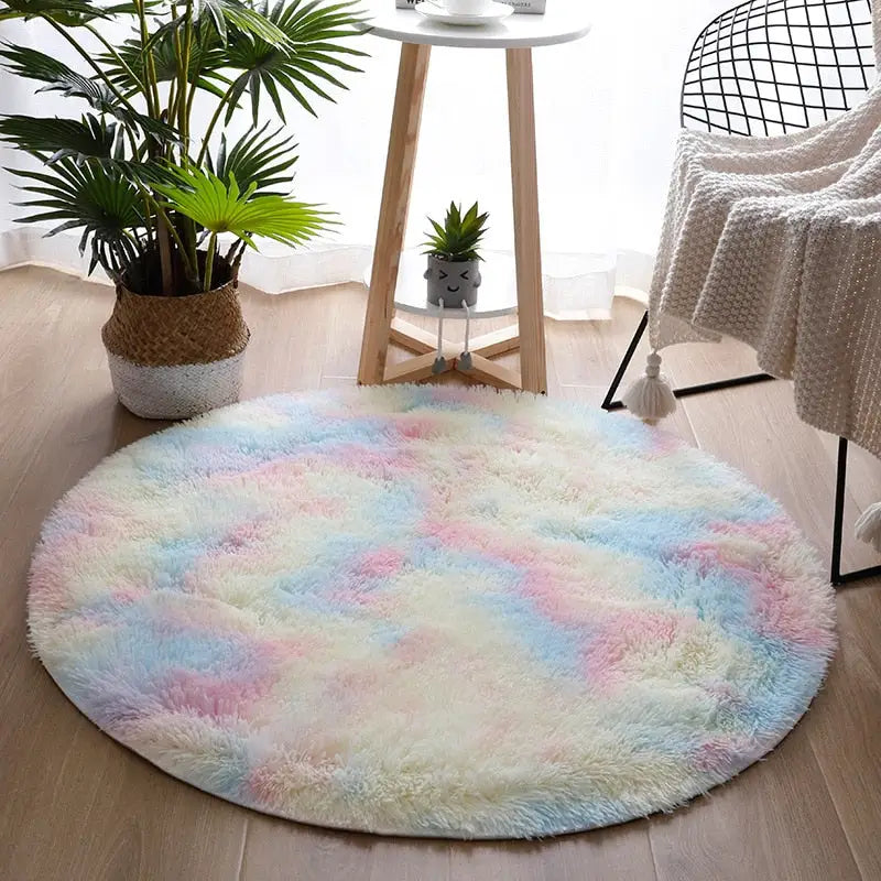 Tapis rond shaggy coloré - Tapis maison