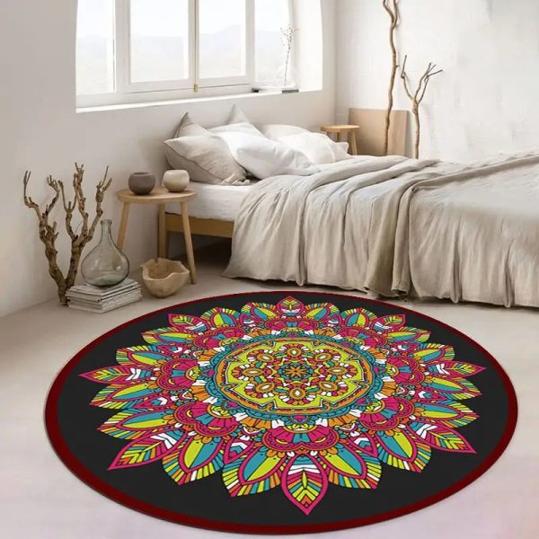 tapis rond noir et rose moderne