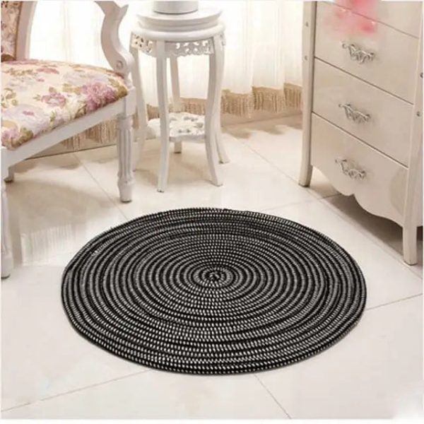 tapis jute rond noir