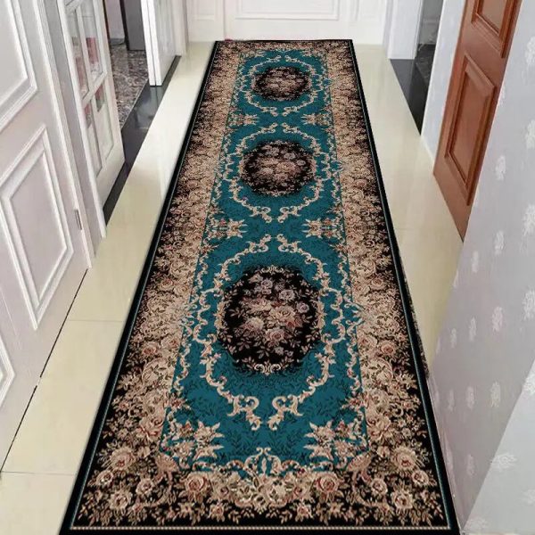 tapis de couloir bleu marron