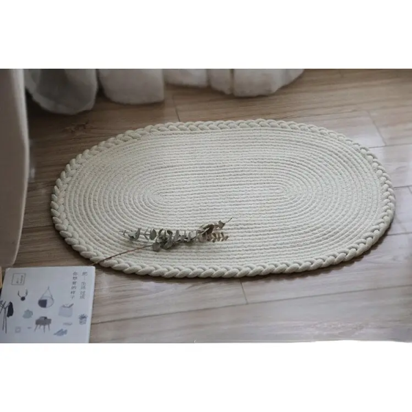tapis jute ovale blanc design