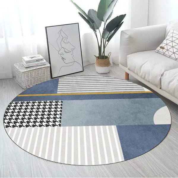 Tapis rond de salon géométrique