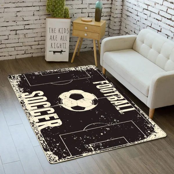 Tapis enfant football noir blanc