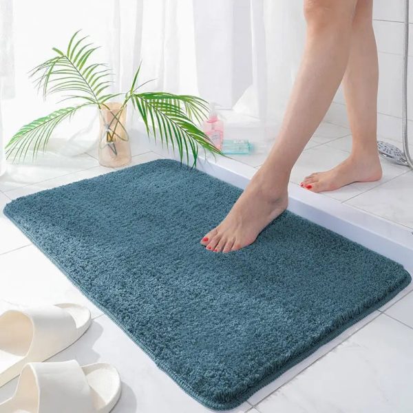tapis de bain bleu élégant
