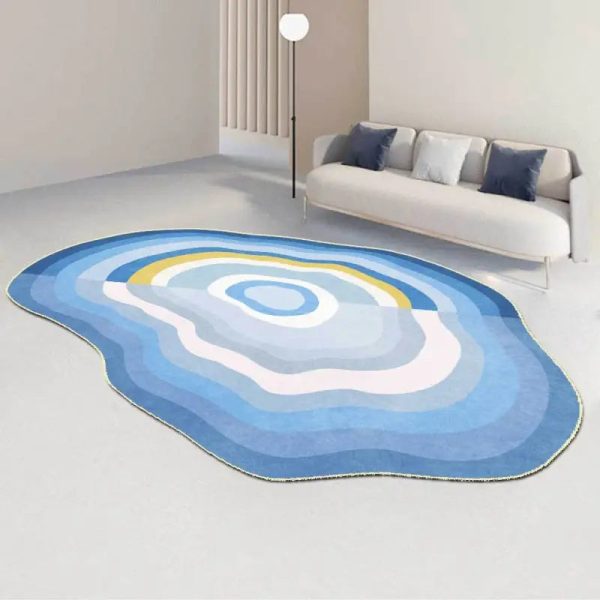 tapis rond bleu élégant
