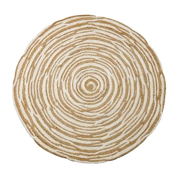 Tapis rond jute blanc intérieur